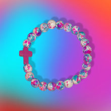 Cargar imagen en el visor de la galería, Pulsera elástica con forma de cruz - Salpicaduras de pintura