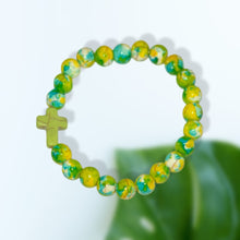 Cargar imagen en el visor de la galería, Pulsera elástica con forma de cruz - Salpicaduras de pintura