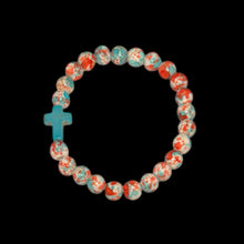 Cargar imagen en el visor de la galería, Pulsera elástica con forma de cruz - Salpicaduras de pintura