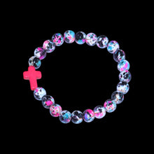 Cargar imagen en el visor de la galería, Pulsera elástica con forma de cruz - Salpicaduras de pintura