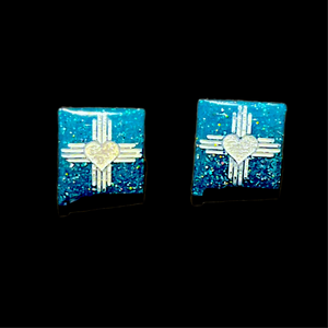 ZiaHeart NM State Earrings-TqWhtGltr