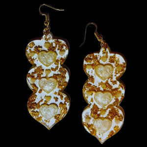 Heart to Heart Stack Resin Earrings-Clear Gold