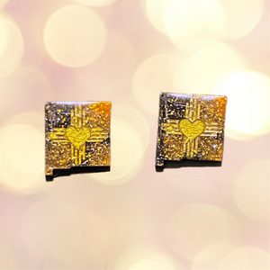 ZiaHeart NM State Earrings-BlkGdGdgltr