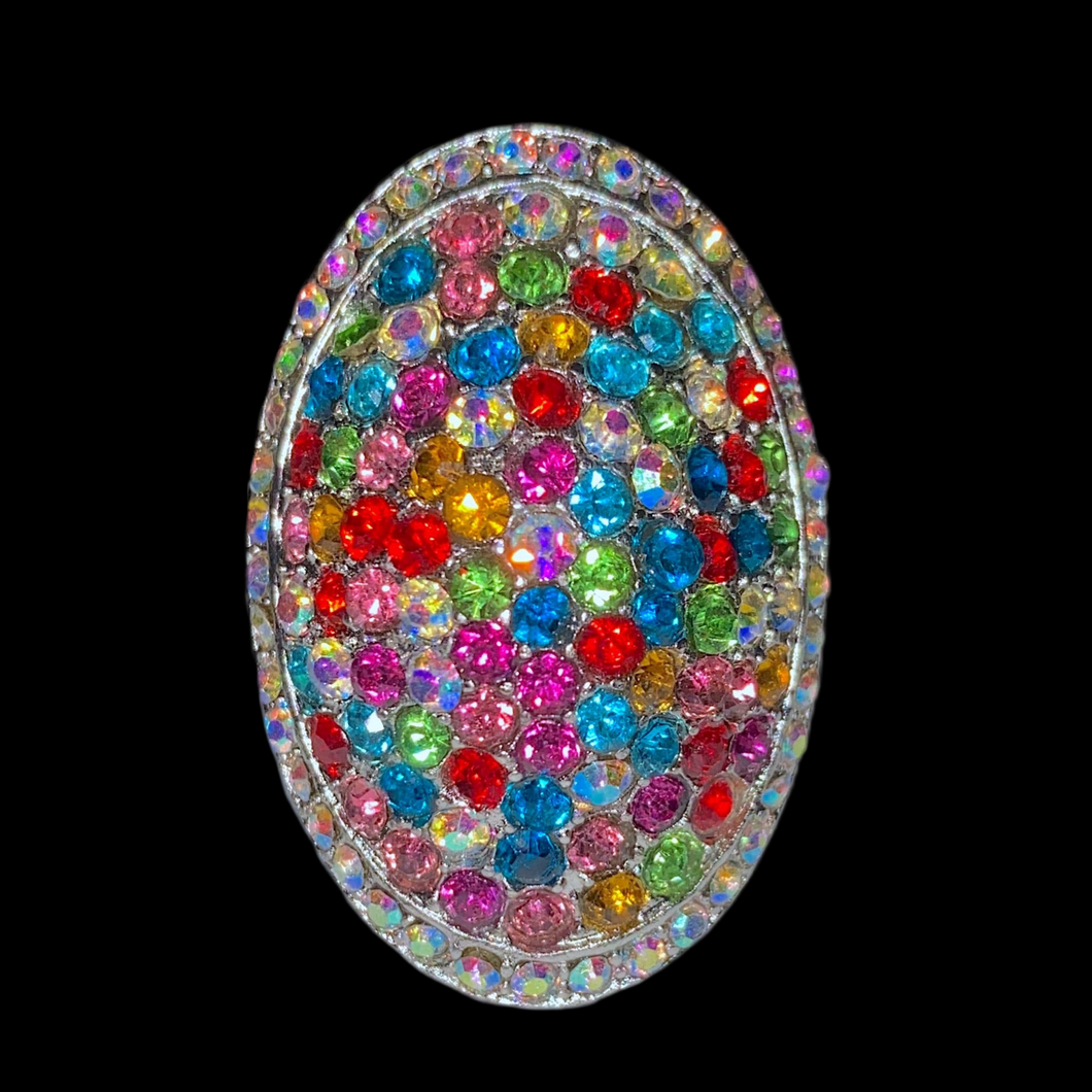 Vibrant Blinged Out Oval Ring