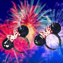 Load image into Gallery viewer, Minnie Ears with Bow Earrings-Red
