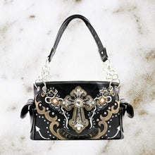Load image into Gallery viewer, Western Rhinestone Cross Shoulder Bag-Blk
