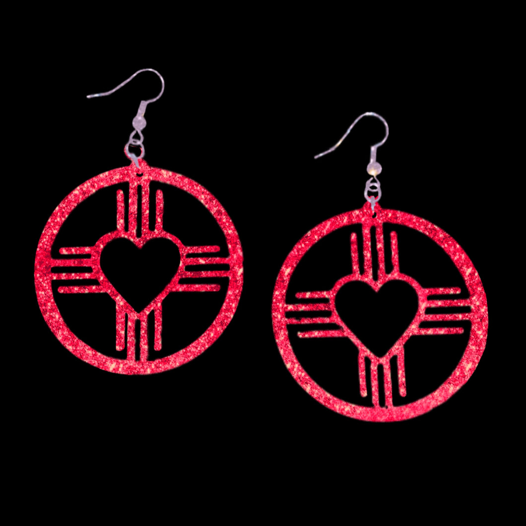 New Mexico Heart Zia Circle Earrings-Color Options