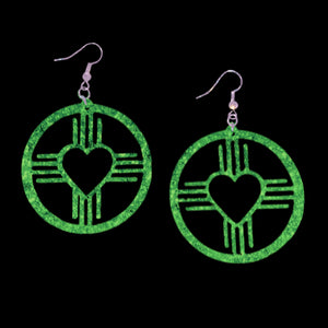 New Mexico Heart Zia Circle Earrings-Color Options