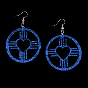 New Mexico Heart Zia Circle Earrings-Color Options