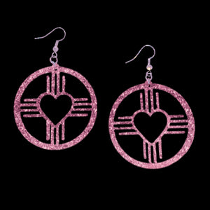 New Mexico Heart Zia Circle Earrings-Color Options