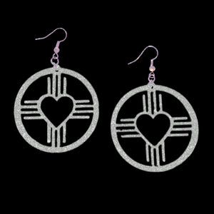 New Mexico Heart Zia Circle Earrings-Color Options