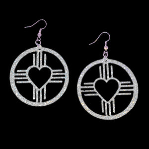 New Mexico Heart Zia Circle Earrings-Color Options