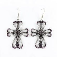 Load image into Gallery viewer, Cross Earrings-Amethyst
