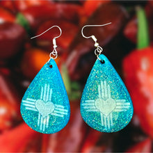 Load image into Gallery viewer, New Mexico Heart-Zia Teardrop Earrings-Turq
