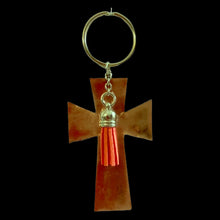 Load image into Gallery viewer, FL Rose Gold Cross with Tassel Keychain
