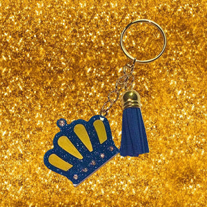 Blue and Gold Crown with Tassel Keychain