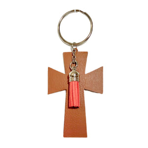 FL Rose Gold Cross with Tassel Keychain