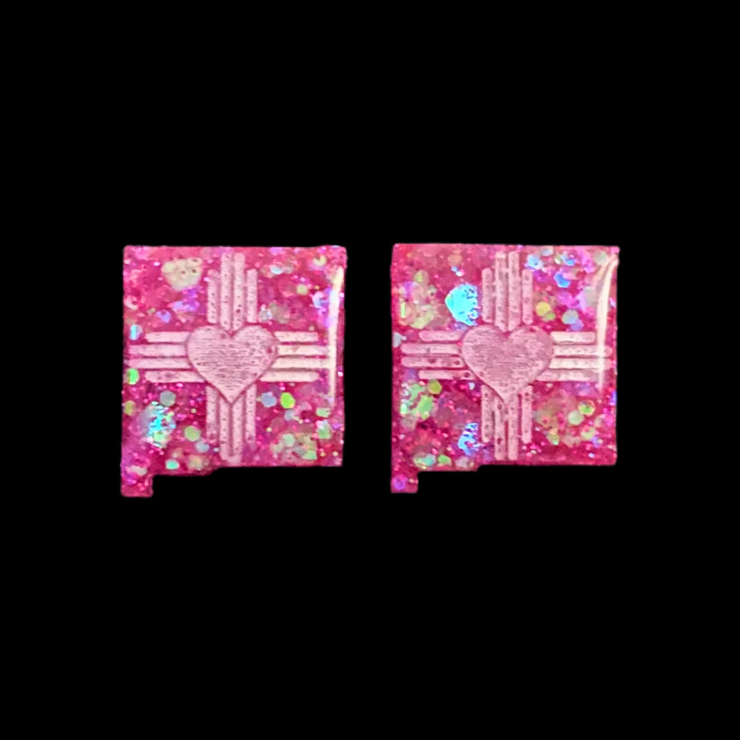 ZiaHeart NM State Earrings-HPWhite