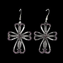 Load image into Gallery viewer, Cross Earrings-Amethyst
