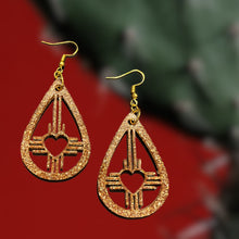 Load image into Gallery viewer, New Mexico Heart-Zia Hollow Teardrop Earrings-GldGltr
