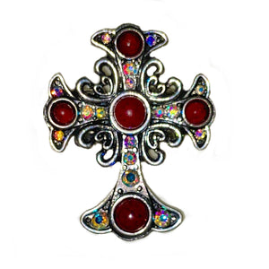 Turquoise and AB Cross Ring (Blk, Tq or Red)