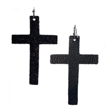 Load image into Gallery viewer, FL Cross Earrings-Black Glitter
