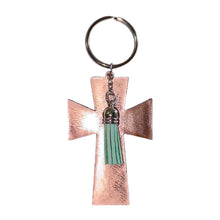 Load image into Gallery viewer, FL Rose Gold Cross with Tassel Keychain
