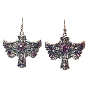 Winged Cross Earrings