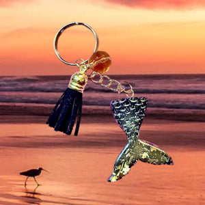 Mermaid Keychain-Blk n Gold