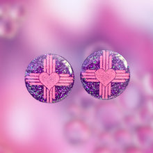 Load image into Gallery viewer, ZiaHeart Round Earrings-PurplePk
