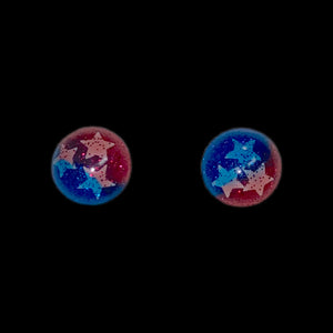 Patriotic TriStar Round Earrings-MB