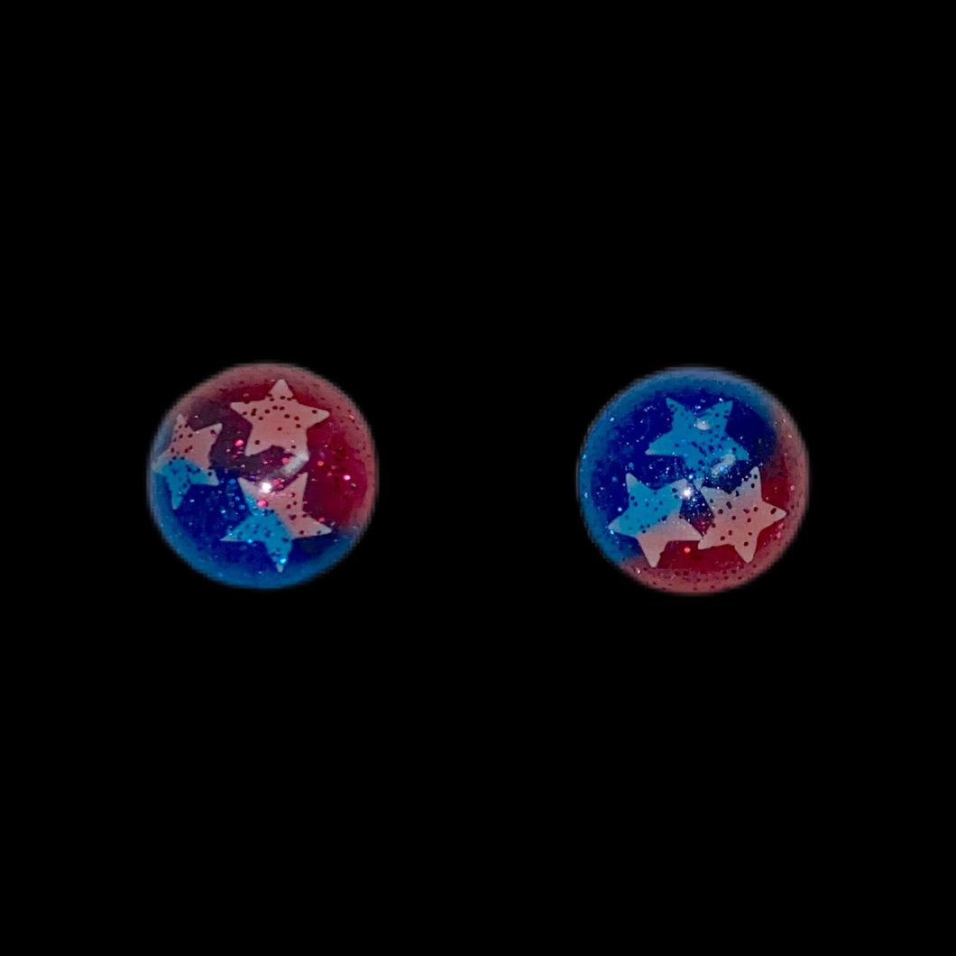 Patriotic TriStar Round Earrings-MB