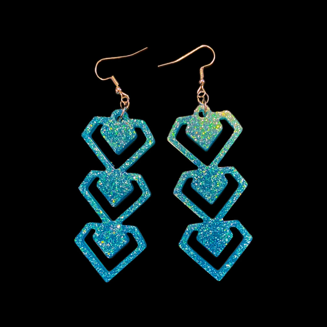 Diamond Stack Glitter Resin Earrings - Color of your choice