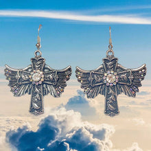 Load image into Gallery viewer, Winged Cross Earrings
