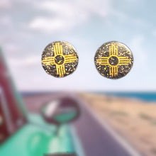 Load image into Gallery viewer, Zia Round Earrings-Small BlkGld
