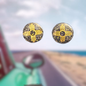Zia Round Earrings-Small BlkGld