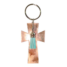 Load image into Gallery viewer, FL Rose Gold Cross with Tassel Keychain
