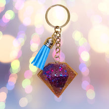 Load image into Gallery viewer, Keychain-Diamond and Tassel Purple/Tq

