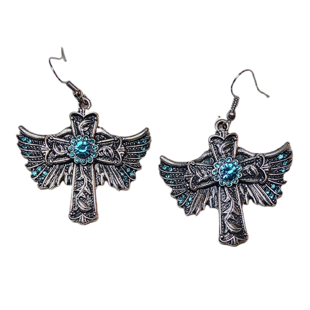 Winged Cross Earrings