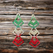 Load image into Gallery viewer, DiamondHeart Stack Resin Earrings-VivaGrnWhtRd
