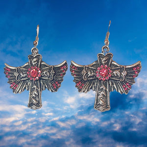 Winged Cross Earrings