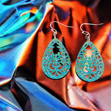 Load image into Gallery viewer, Stamp Teardrop Earrings-TurqGltr
