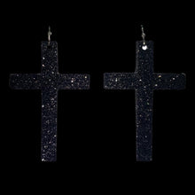 Load image into Gallery viewer, FL Cross Earrings-Black Glitter
