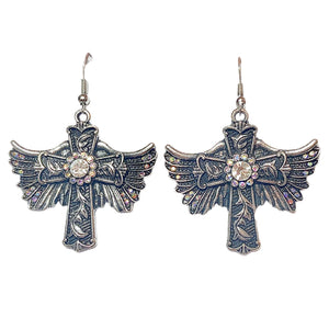 Winged Cross Earrings