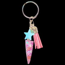 Load image into Gallery viewer, Pink Unicorn Horn with Pink Tassel Keychain-BluStar
