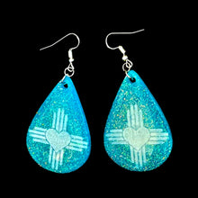 Load image into Gallery viewer, New Mexico Heart-Zia Teardrop Earrings-Turq
